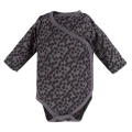 Wrap bodysuit and graphite polka dot pants set