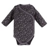 Wrap bodysuit, graphite polka dot pants and sweatshirt set