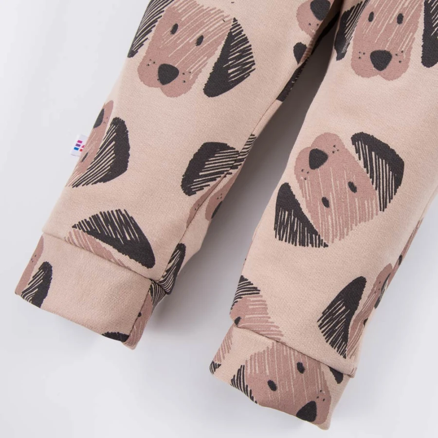 Beige sweatshirt and puppy print pants set
