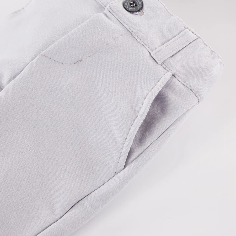 White shirt bodysuit and elegant grey pants set