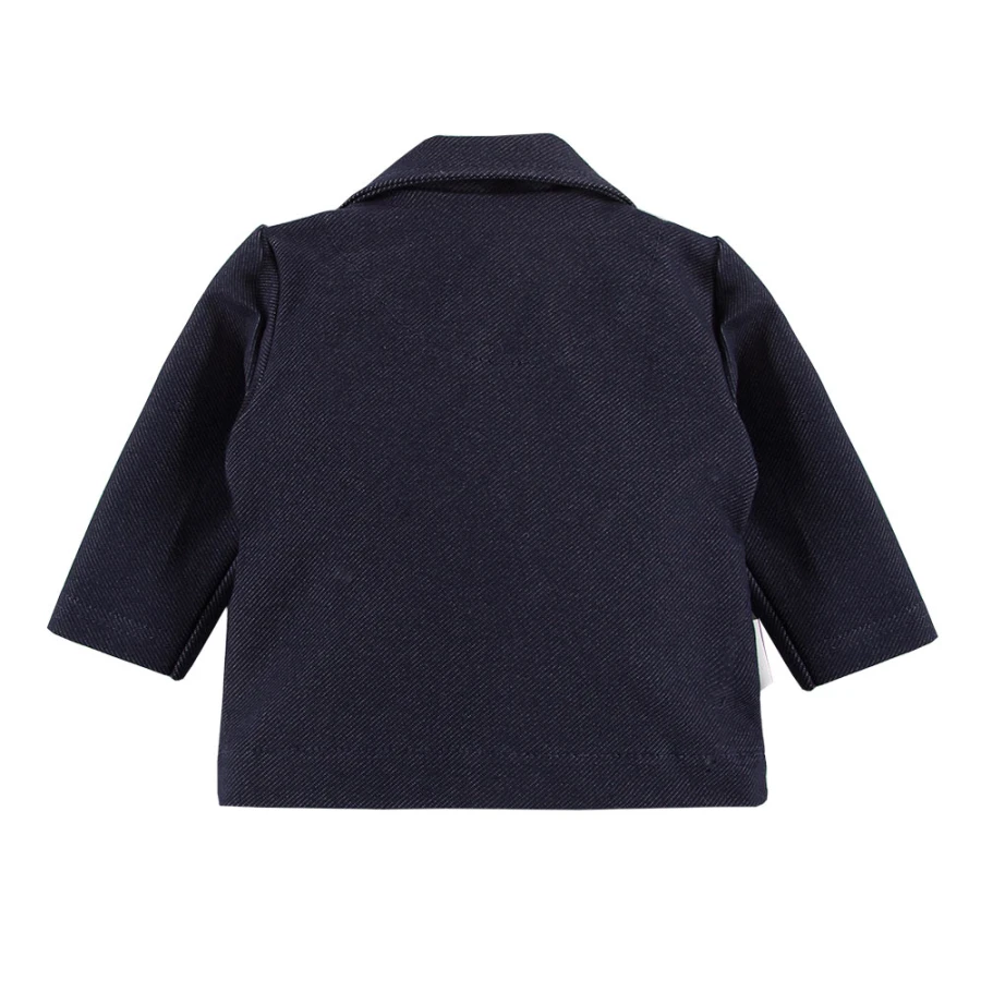 White shirt bodysuit, navy elegant trousers and navy blazer set
