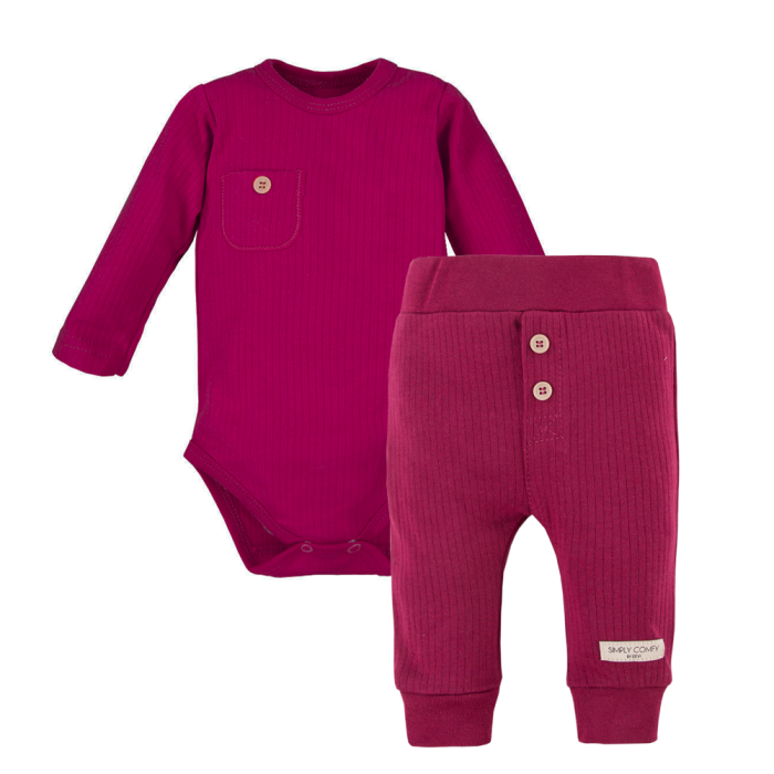 Burgundy ribbed bodysuit and leggings set