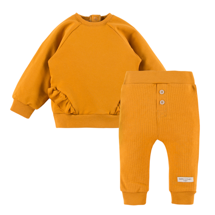 Honey ribbed leggings and ruffle sweatshirt set