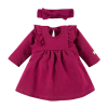 Burgundy dress with ruffles and bow headband set