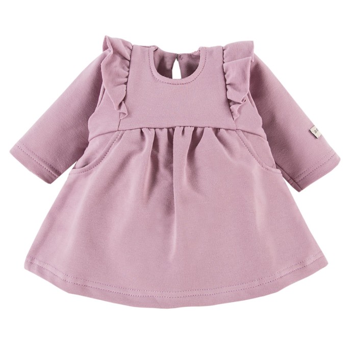 Dress with ruffles and bow headband set purple