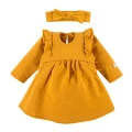 Honey dress with ruffles and bow headband set