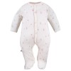 Baby set: bodysuit, footed pants, hat and floral cream sleepsuit