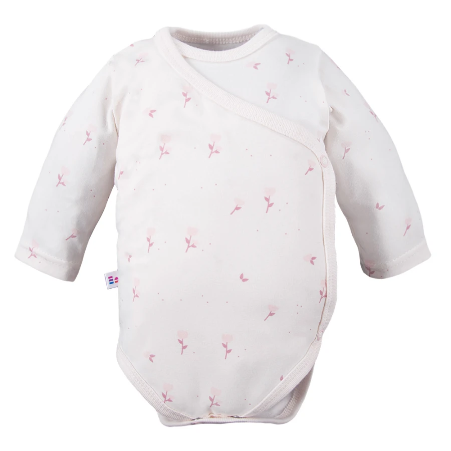 Baby set: bodysuit, footed pants, hat and floral cream sleepsuit