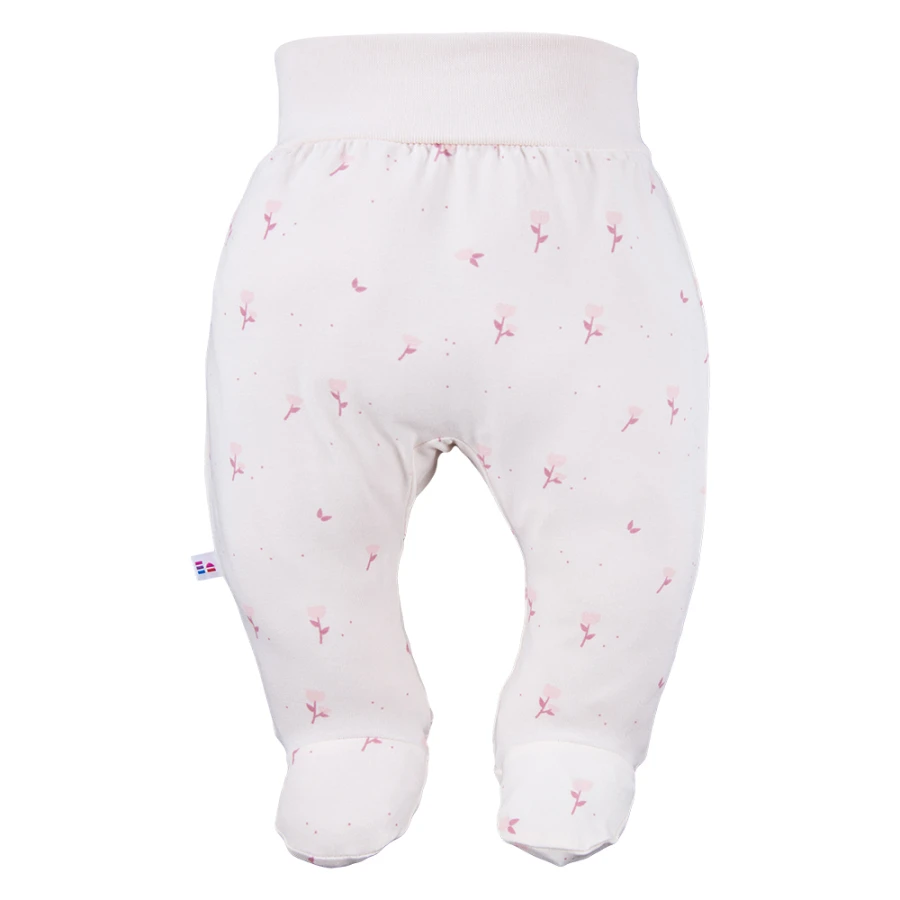 Baby set: bodysuit, footed pants, hat and floral cream sleepsuit