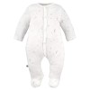 Baby set: bodysuit, footed pants, hat and ecru sleepsuit with stars