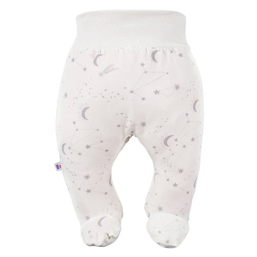 Baby set: bodysuit, footed pants, hat and ecru sleepsuit with stars