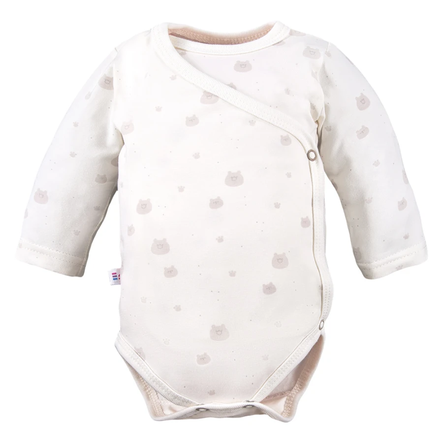 Baby set: bodysuit, footed pants, hat and ecru sleepsuit with teddy bears