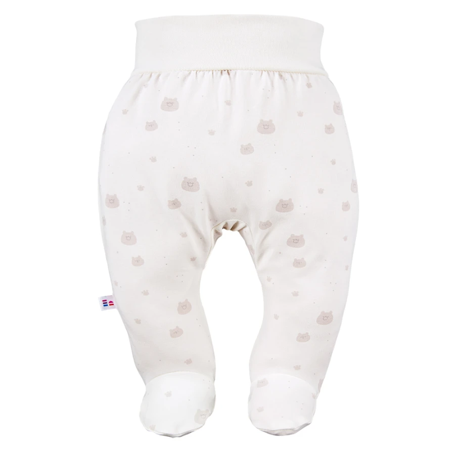 Baby set: bodysuit, footed pants, hat and ecru sleepsuit with teddy bears