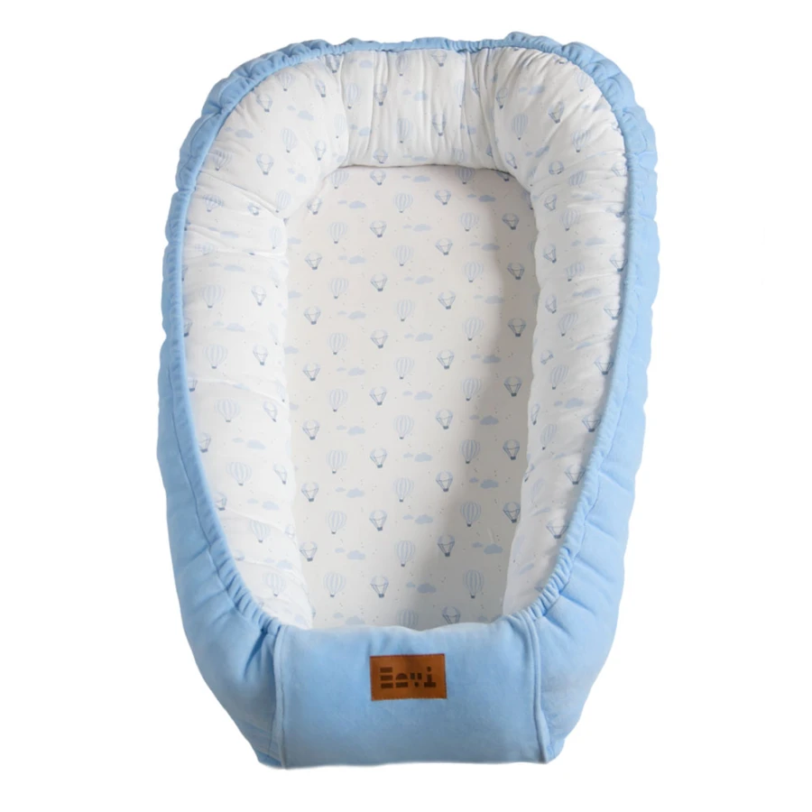 Baby nest blue with balloons 90x50 cm