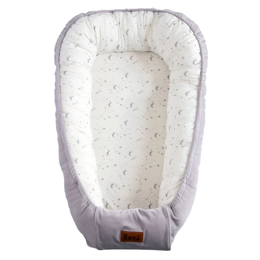 Grey baby nest with stars 90x50 cm