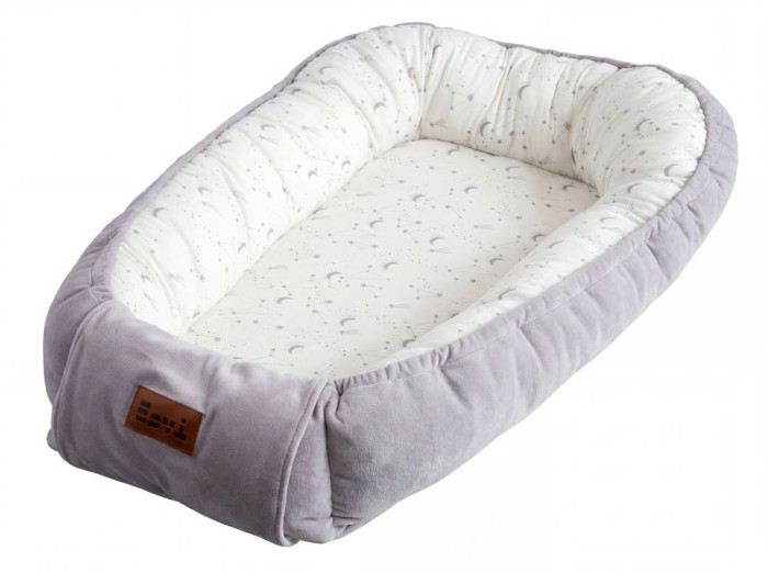 Grey baby nest with stars 90x50 cm