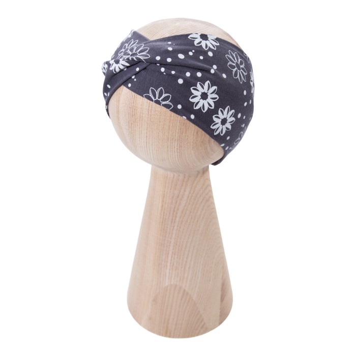 Graphite headband with white floral print