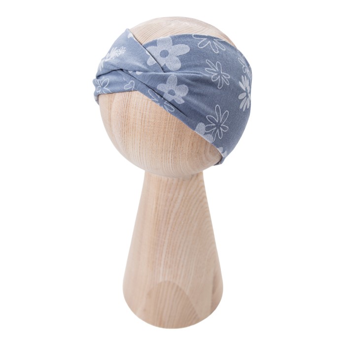 Denim headband with white flowers