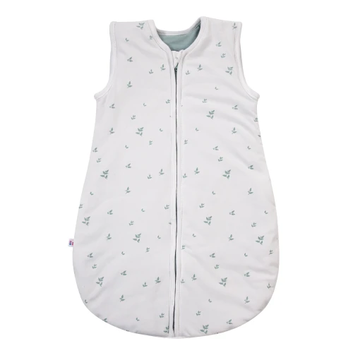 White baby sleeping bag with leaves