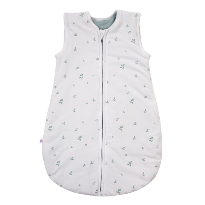 White baby sleeping bag with leaves