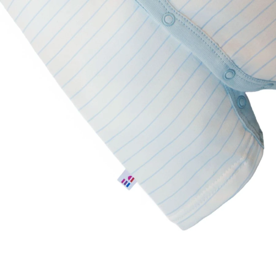 Baby romper white with light blue stripes