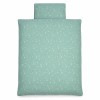 Muslin bedding set with filling green with leaves