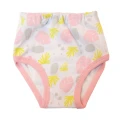 3-pack girls cotton briefs white with pink leaves/white with grey clouds/white with grey flowers