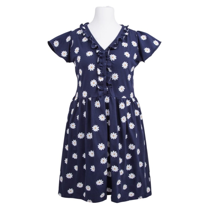 Pregnancy shirt navy blue with daisies LINDA