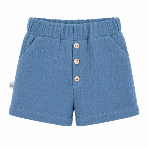 Blue muslin shorts with buttons