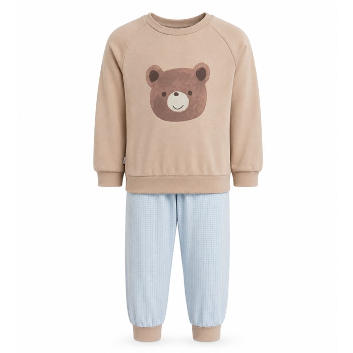 Beige children's bear pajamas