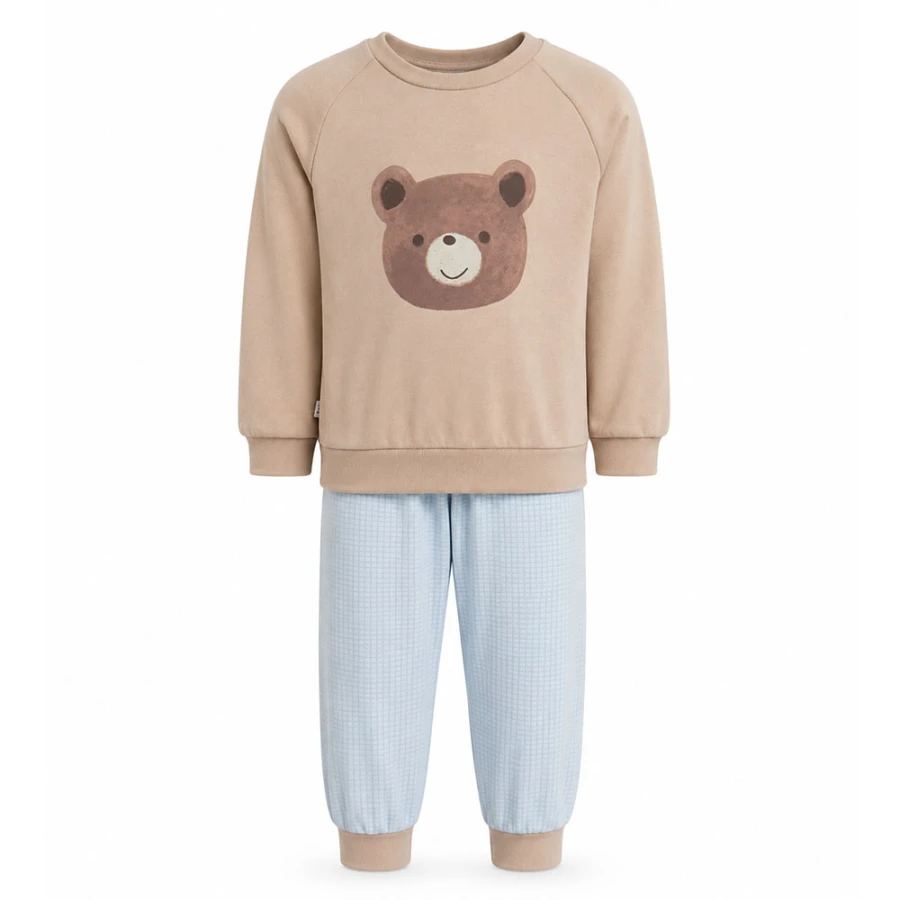 Beige children's bear pajamas