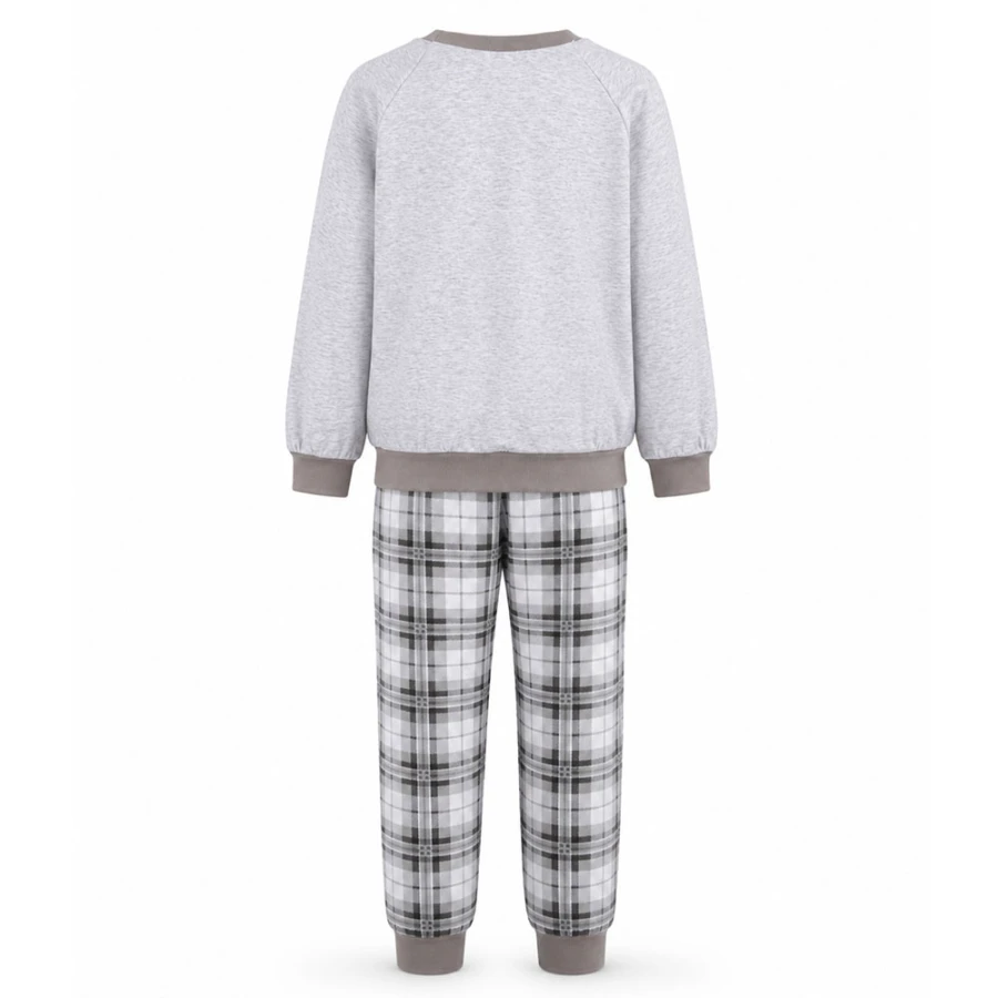 Grey children's pajamas with embroidered dog