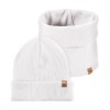 White ribbed children’s hat and snood set
