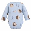 Blue children's long sleeve bodysuit with hedgehog print