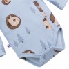 Blue baby wrap bodysuit with long sleeves and hedgehog print