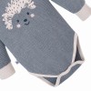 Grey baby bodysuit with long sleeves and hedgehog print