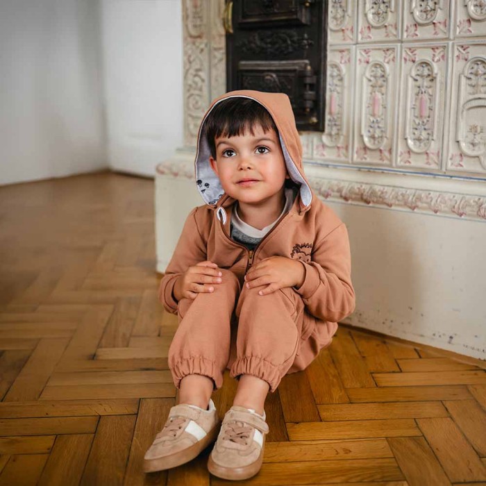 Brown children's tracksuit with embroidery