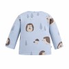 Blue baby kimono bodysuit with hedgehogs