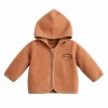 Brown children's fleece jacket with hedgehog embroidery