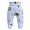 Blue baby footed pants with hedgehog print