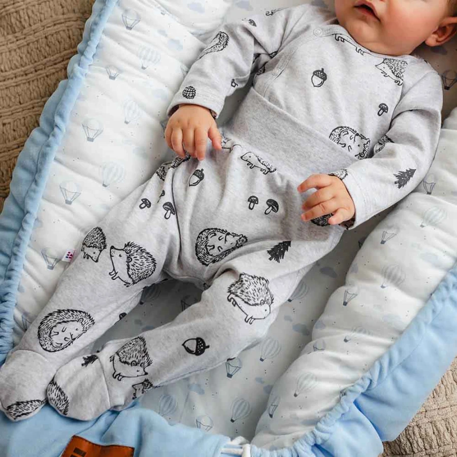 Baby footed pants with hedgehog