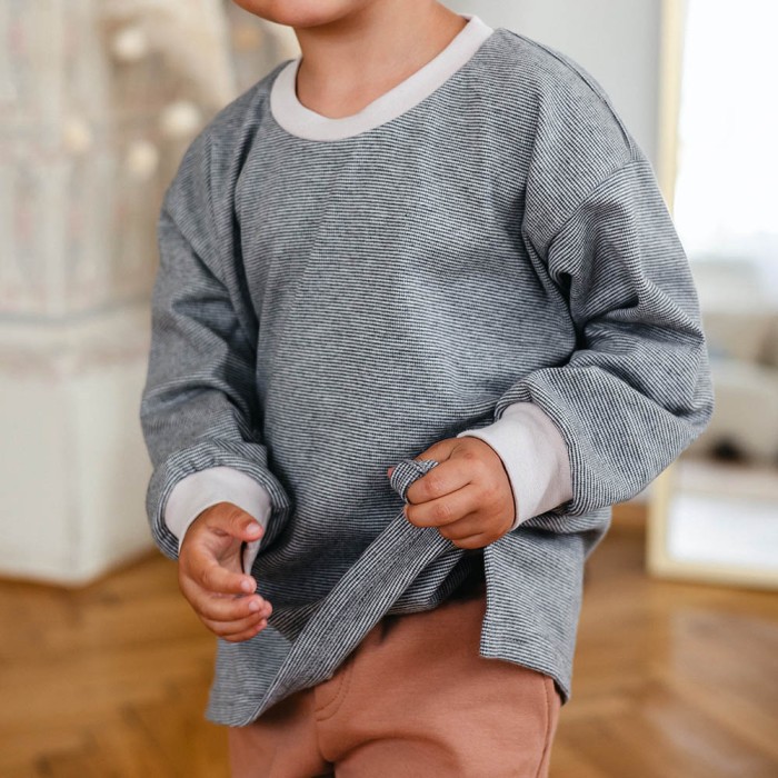 Grey striped cotton children's blouse