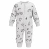 Grey baby sleepsuit without feet with hedgehog print