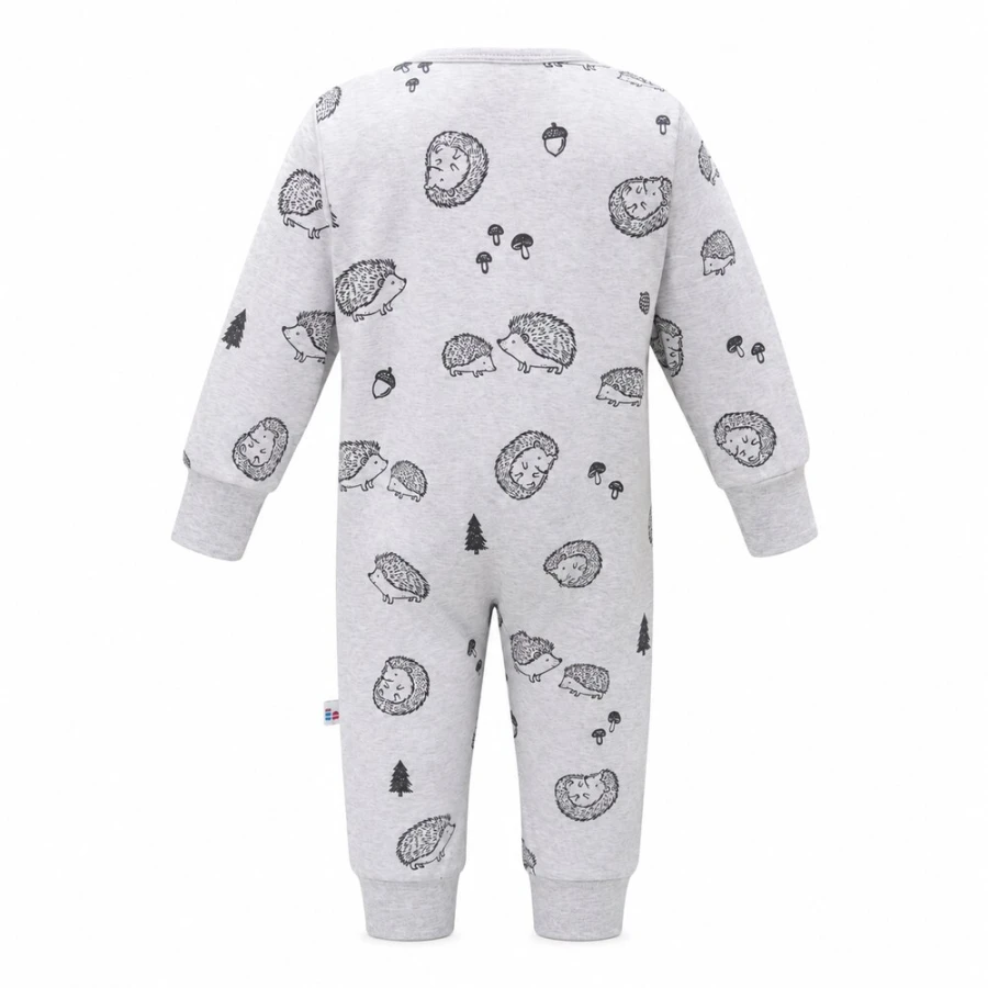 Baby sleepsuit with hedgehog print