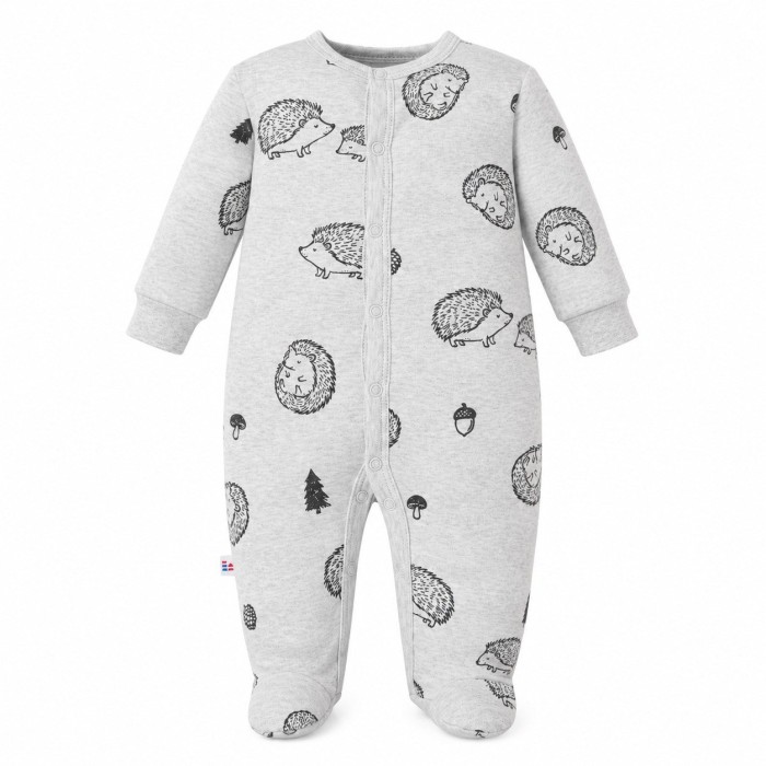 Baby sleepsuit with hedgehog print