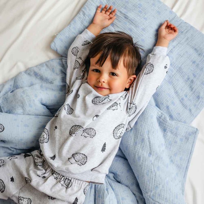 Grey children's hedgehog pyjamas