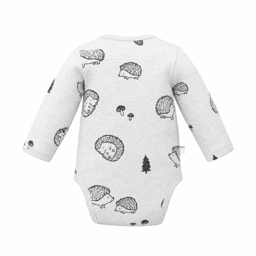 Baby wrap bodysuit with hedgehog print