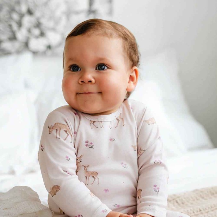 Girls' bodysuit with deer ecru