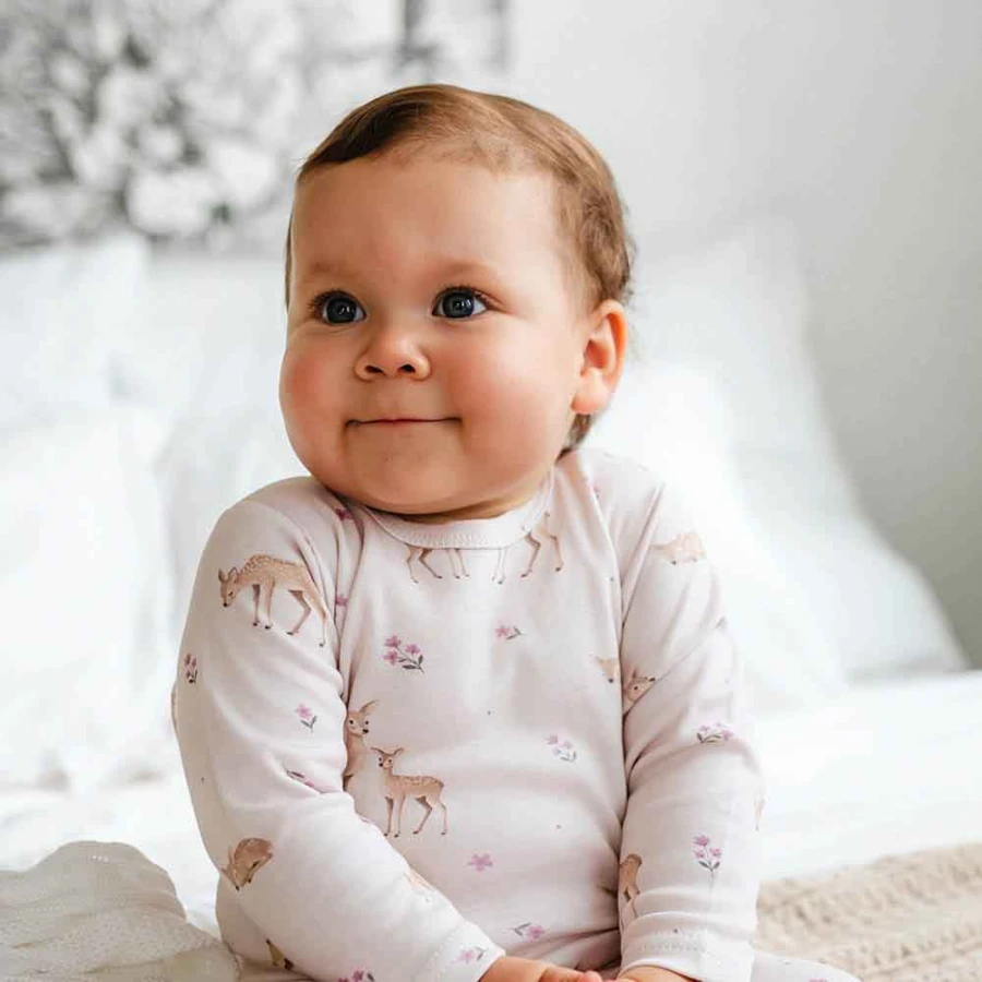 Girls' bodysuit with deer ecru