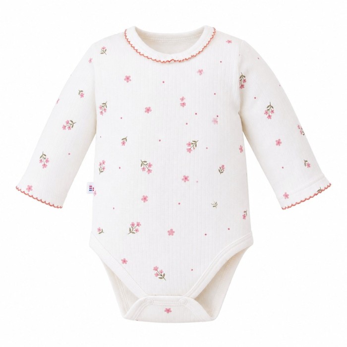 Girls' white bodysuit with flowers